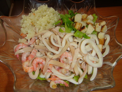 Постный салат с морепродуктами. - Ерошка.ру0